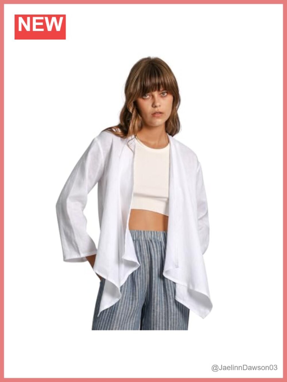 100% Linen Open Front Draped Cardigan Summer Lightweight
